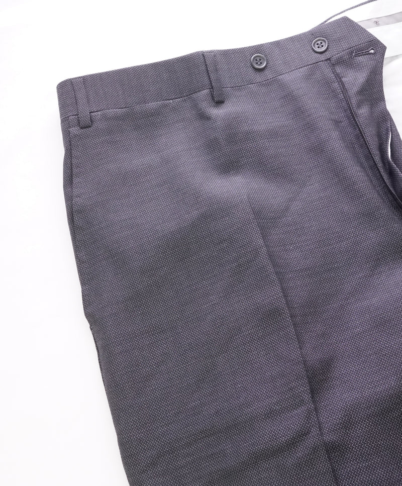 CANALI - Wool Gray Geometric Weave Flat Front Dress Pants - 37W