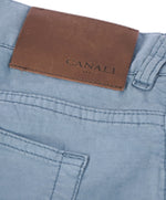 CANALI - Stone Blue Cotton/Silk/Elastane Flat Front 5-Pocket Pants - 39W