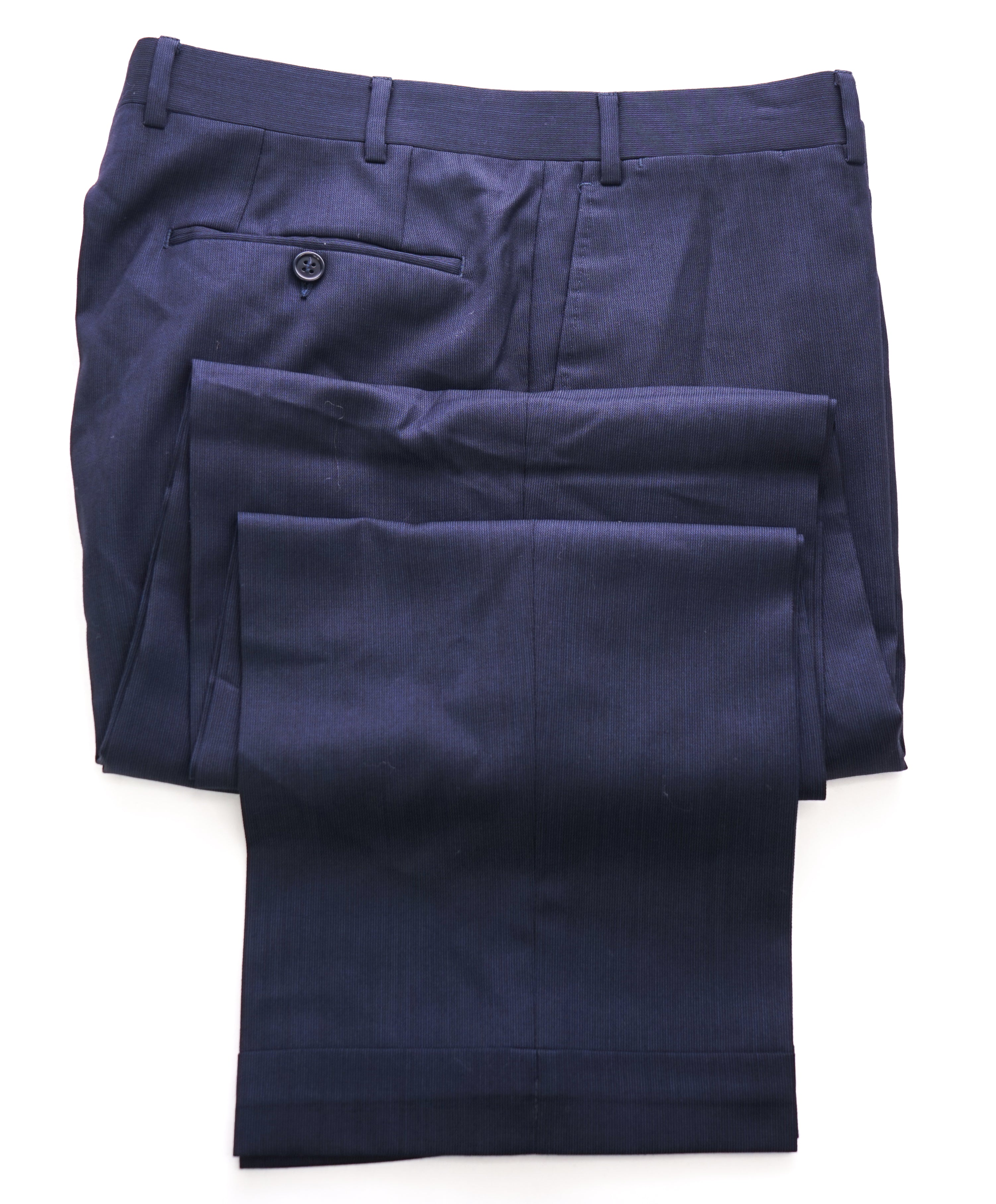 CANALI - Wool Tonal Blue Micro Stripe Flat Front Dress Pants - 36W
