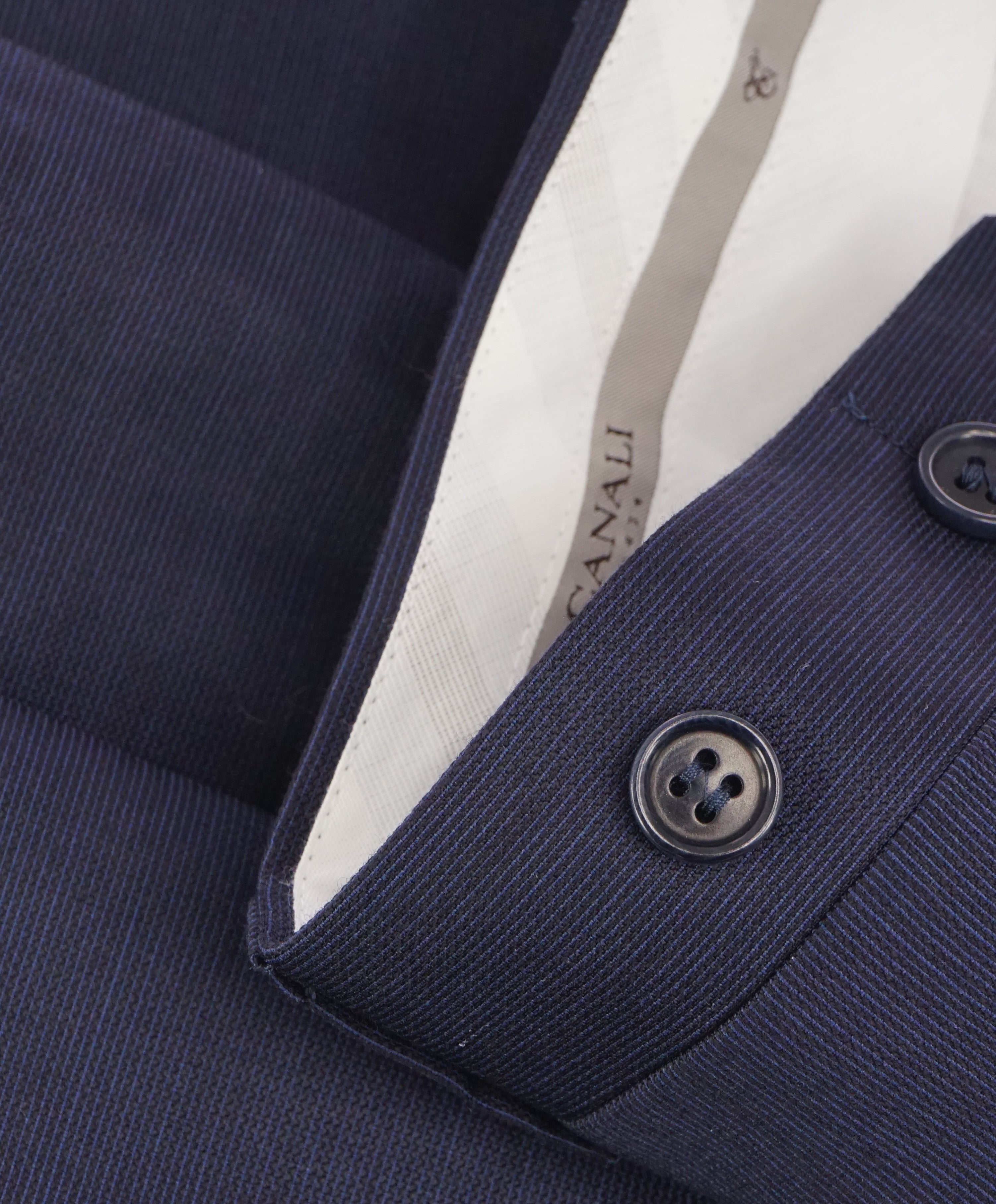 CANALI - Wool Tonal Blue Micro Stripe Flat Front Dress Pants - 36W