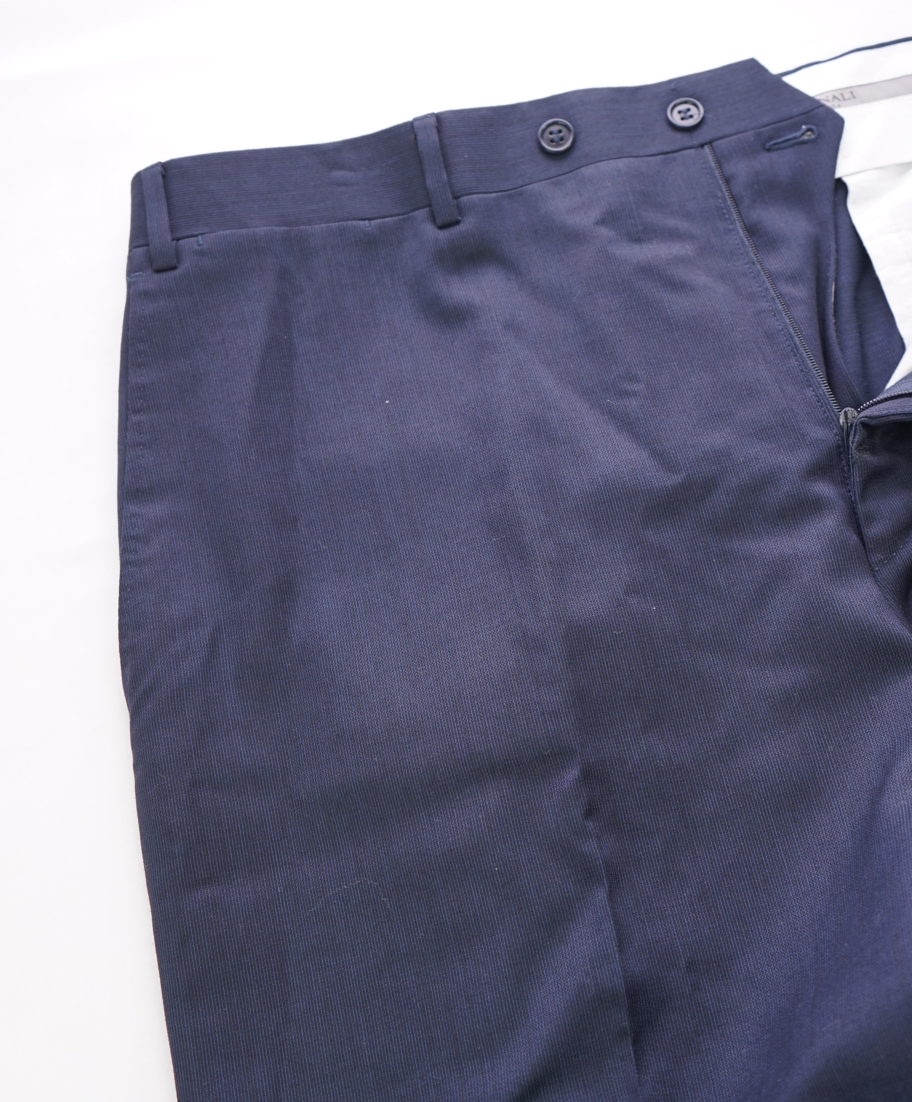 CANALI - Wool Tonal Blue Micro Stripe Flat Front Dress Pants - 36W