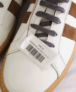 $395 ELEVENTY - Pebbled Leather Brown Suede Stripe Sneaker - 11 US (44EU)