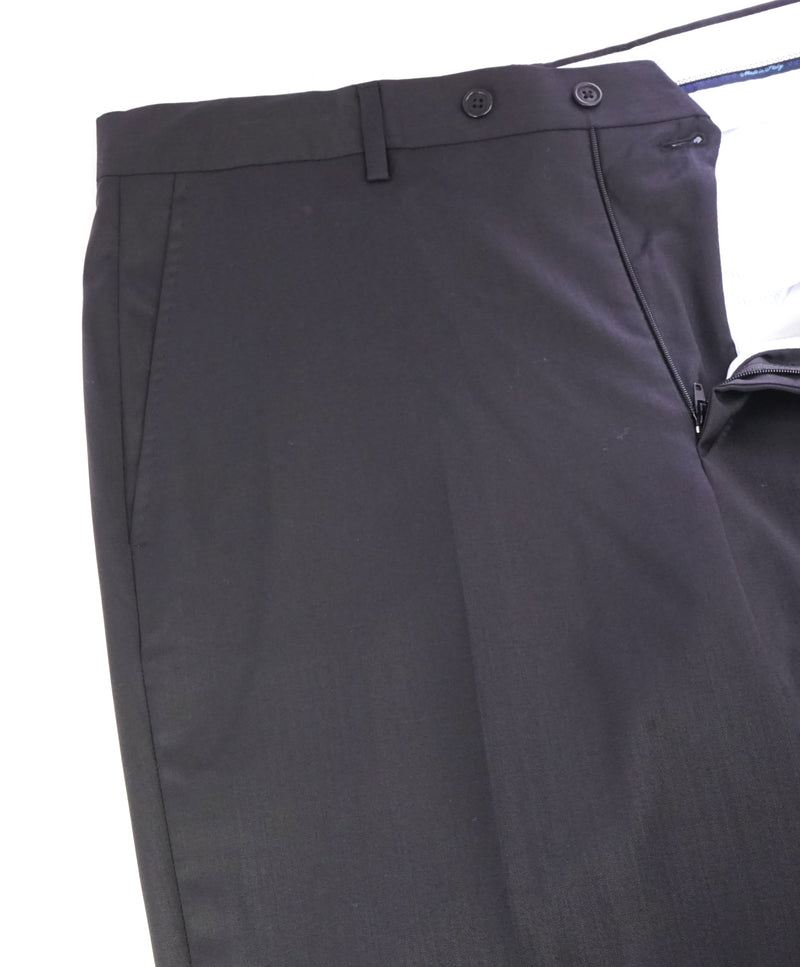 SAKS FIFTH AVE -Black Wool & Silk MADE IN ITALY Flat Front Dress Pants- 36W