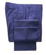 SAKS FIFTH AVE - Blue Bold Plaid Check MADE IN ITALY Flat Front Dress Pants - 38W