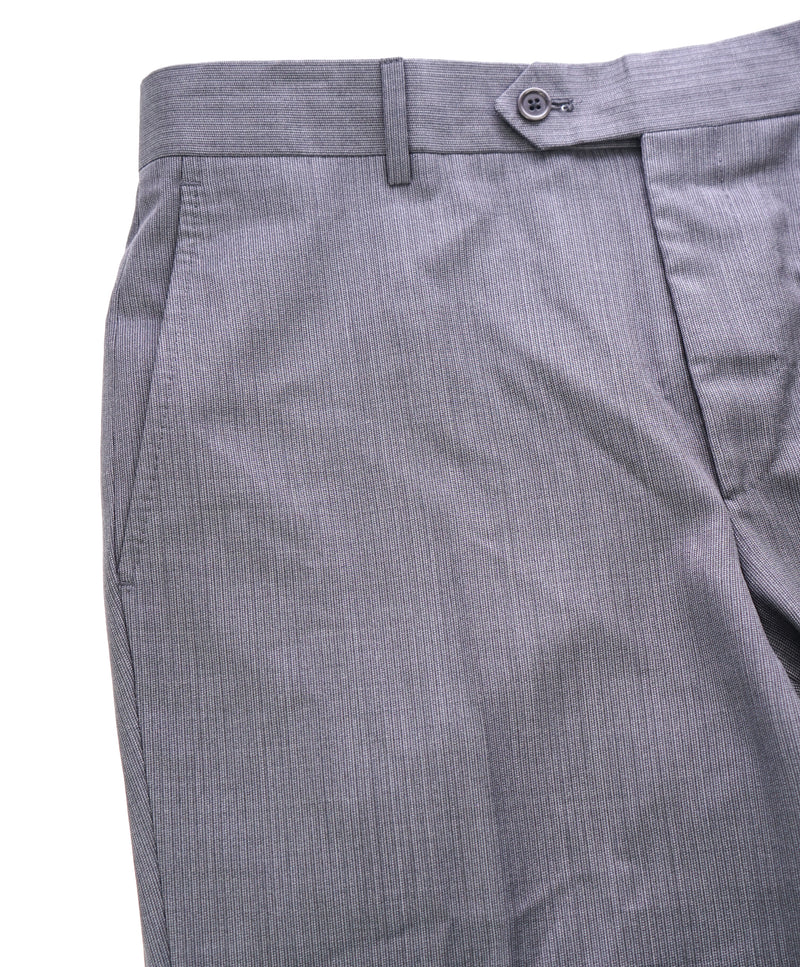 SAKS FIFTH AVE - Micro Herringbone Gray MADE IN ITALY Flat Front Dress Pants - 34W