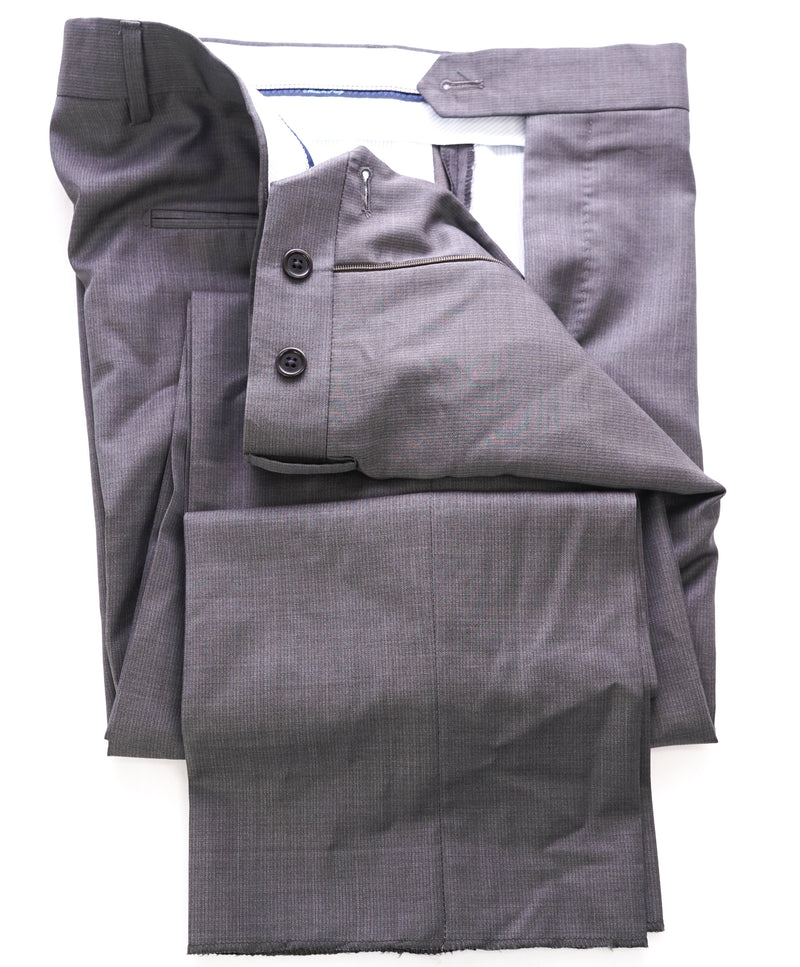 SAKS FIFTH AVE  - Gray Wool & Silk Made In ITALY Flat Front Dress Pants - 32W