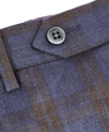 ZANELLA - Bold Blue & Brown Check Plaid “Devon” Flat Front Dress Pants - 34W