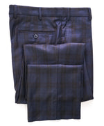 ZANELLA - Bold Blue & Brown Check Plaid “Devon” Flat Front Dress Pants - 34W