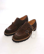 $795 ELEVENTY - Brown Monk Strap Loafers Distressed Brown Suede - 8 US (41EU)