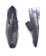 SANTONI - "Made In Italy" Black Round Toe Penny Loafers - 8