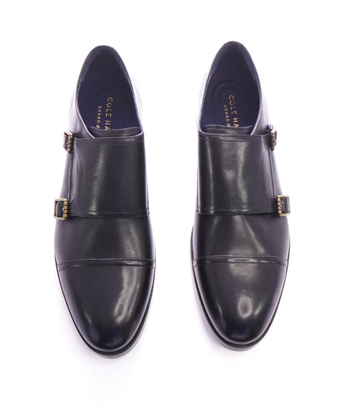COLE HAAN - "Henry" Black Cap Toe Double Monk Strap Loafers "Grand OS” - 13