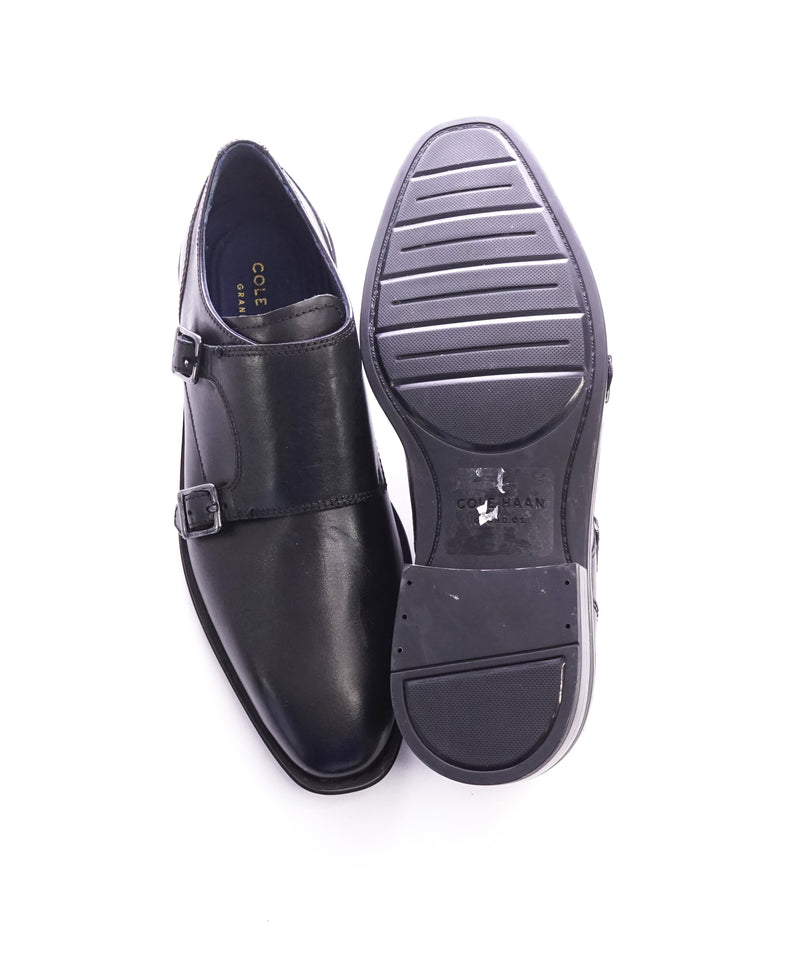 COLE HAAN - Black Sleek Double Monk Strap Loafers "Grand OS” - 7