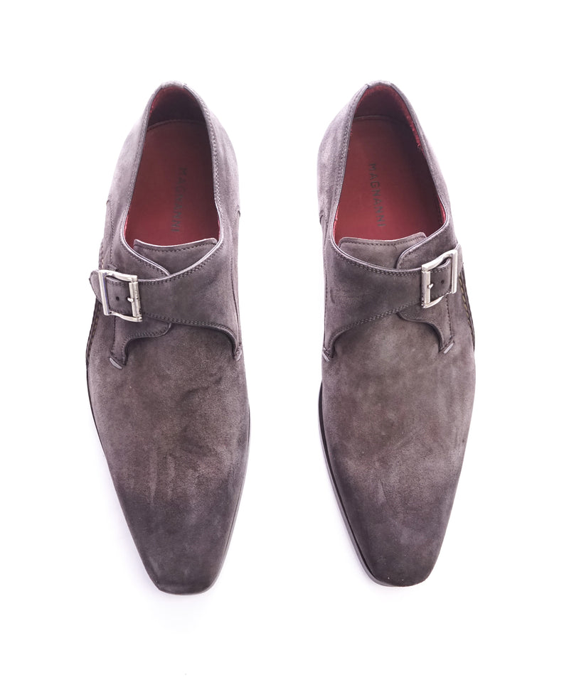 MAGNANNI - Suede Single Monk Strap Loafers With Leather Detail - 7