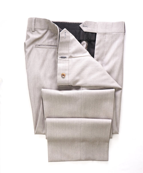 LUTWYCHE - HAND MADE IN ENGLAND Stone Gray/Beige Wool Dress Pants - 34W