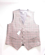 $645 ELEVENTY - *PURE SILK* Prince Wales Check Brown/Red Waistcoat Vest - 40R