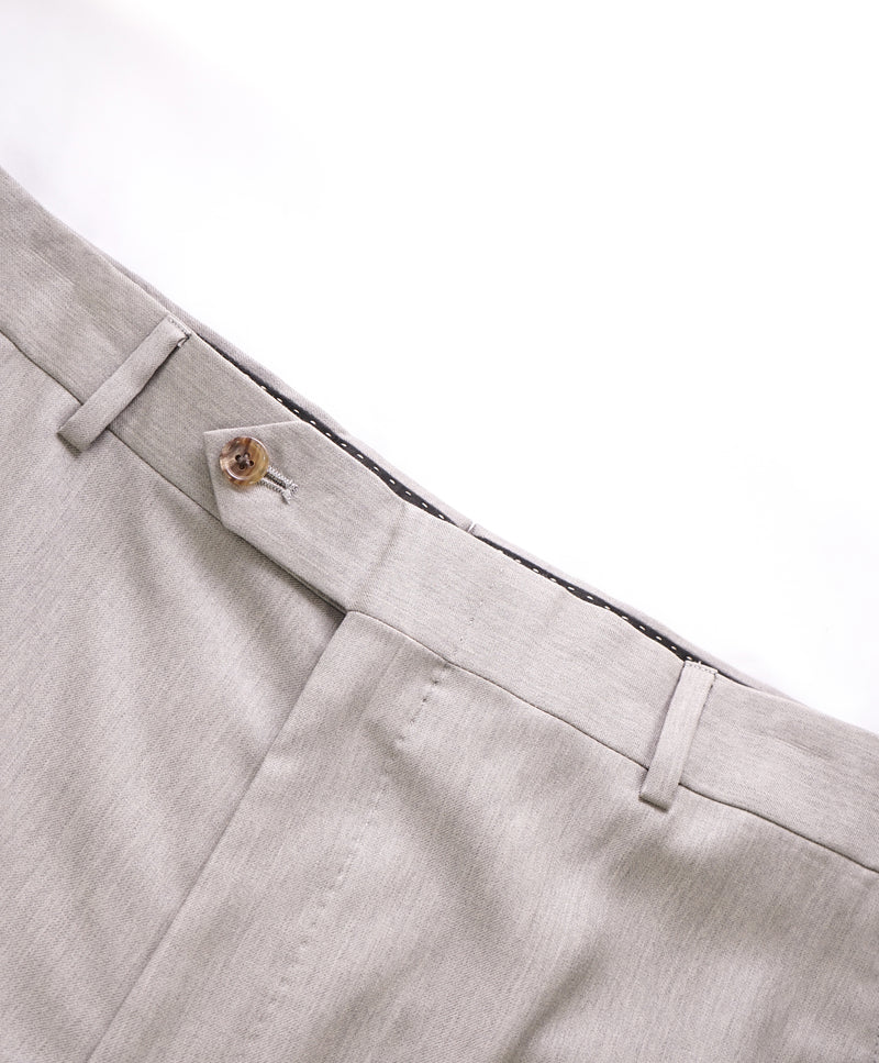 LUTWYCHE - HAND MADE IN ENGLAND Stone Gray/Beige Wool Dress Pants - 34W