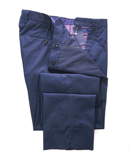 INCOTEX - PURE COTTON Flat Front Blue Premium Dress Pants  -  34W