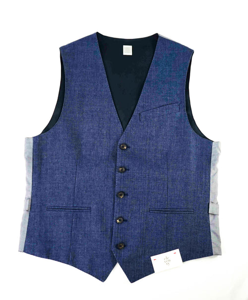 $475 ELEVENTY - *COTTON / LINEN* Royal Blue Textured Weave Waistcoat Vest - 40R