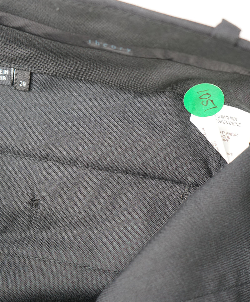 THEORY - Gray Micro Herringbone Textured Dress Pants - 29W