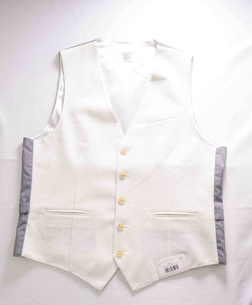 $495 ELEVENTY - *COTTON/LINEN* White Textured Waistcoat Vest - 40R