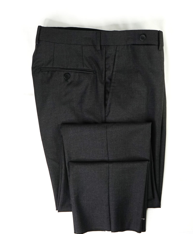 EIDOS - "ELONGATED WAIST TAB" Gray Charcoal Pure Wool Dress Pants - 32W