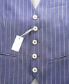 $445 ELEVENTY - *WOOL/SILK* Blue Ivory Chalk Stripe Waistcoat Vest - 40R