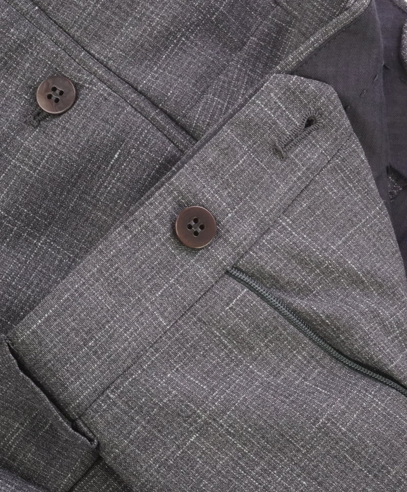 EIDOS - "ELONGATED WAIST TAB" Gray Check Wool/Silk/Linen Dress Pants - 38W