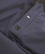 VERSACE COLLECTION -  Tonal Blue Textured Logo Button Dress Pants - 35W