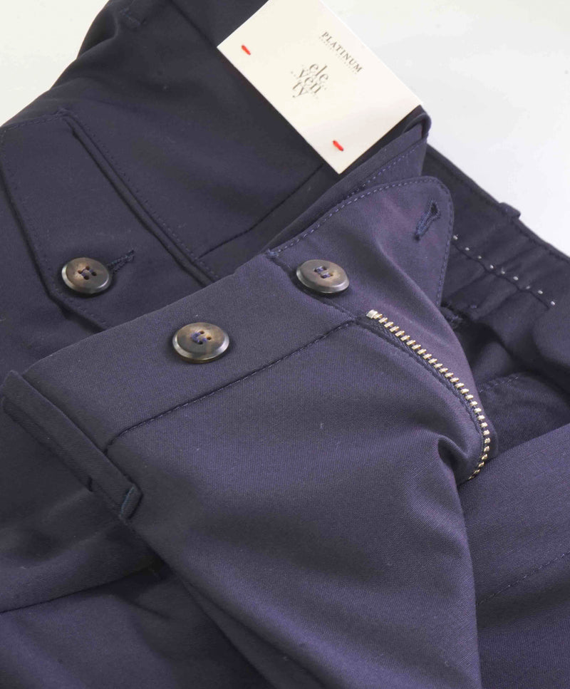 $545 ELEVENTY - Blue Navy WOOL *Closet Staple* Solid Dress Pants- 34W