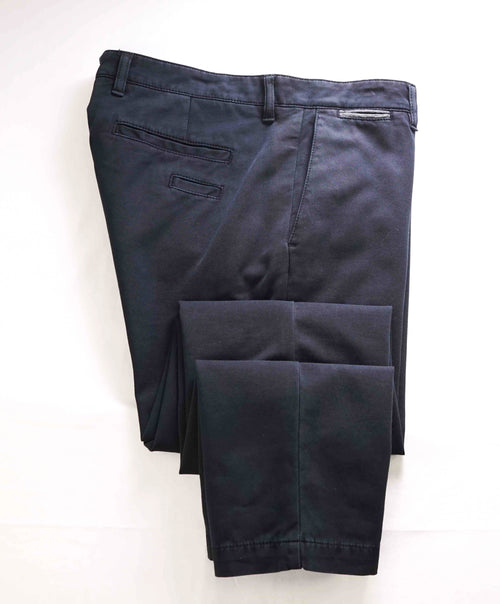 $395 ELEVENTY - Contrast Piping Navy Blue Cotton Chino Pants - 33W