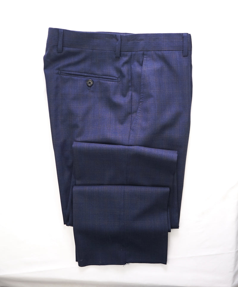 SAKS FIFTH AVE - Camel Plaid Check MADE IN ITALY Flat Front Dress Pants - 32W