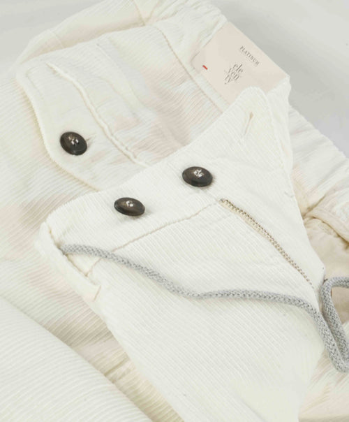 $695 ELEVENTY - JOGGER *SUEDE Draw String* White Cotton Corduroy Pants- 36W