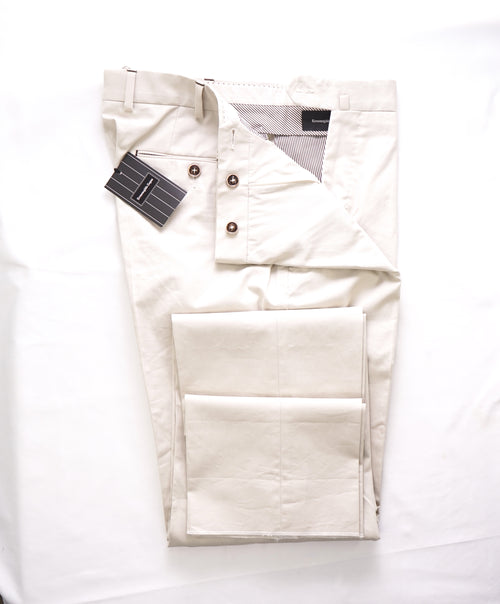 ERMENEGILDO ZEGNA - Ivory Cotton Dress Pants W Contrast Stitch - 32W (48EU)