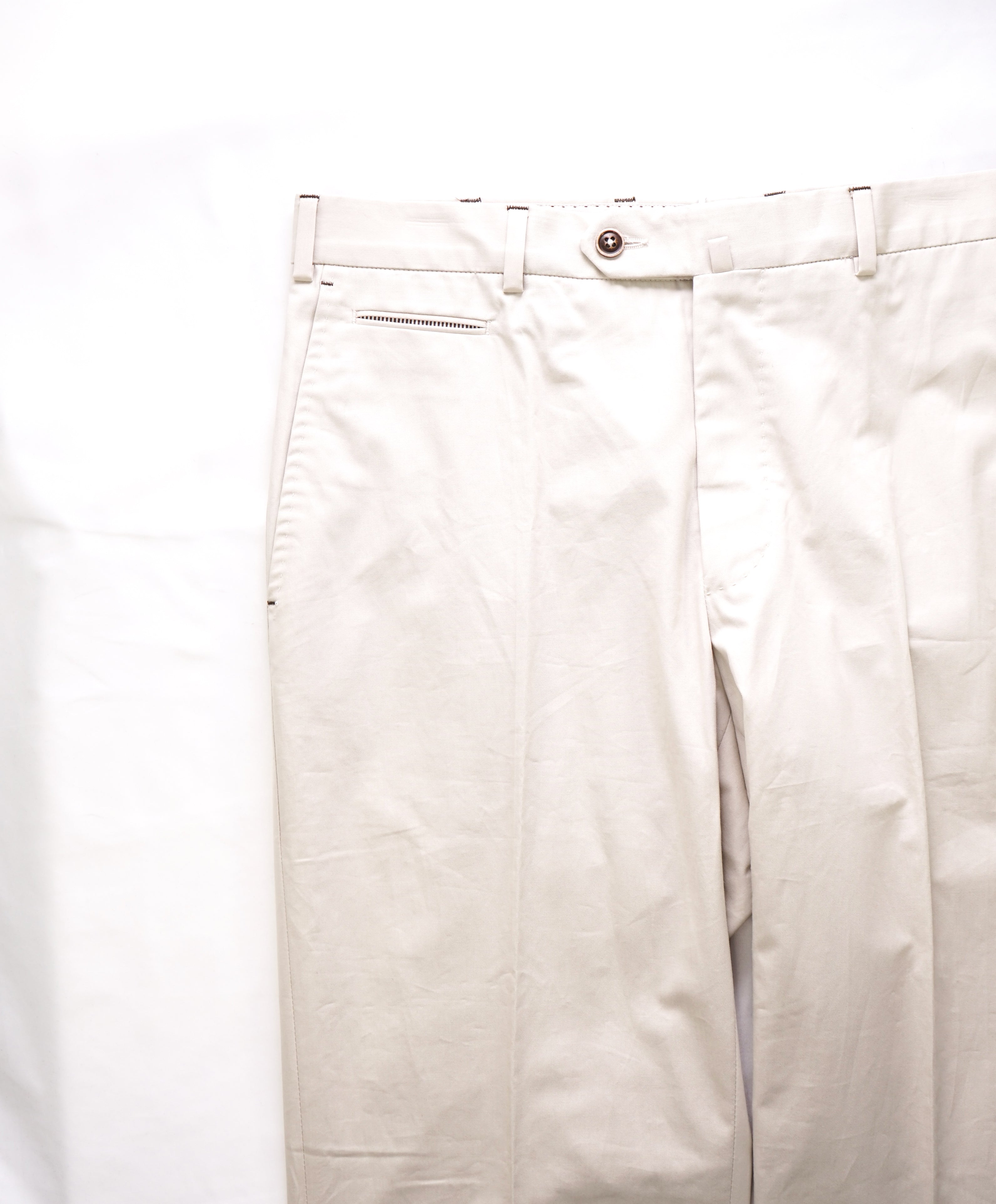 ERMENEGILDO ZEGNA - Ivory Cotton Dress Pants W Contrast Stitch - 32W (48EU)