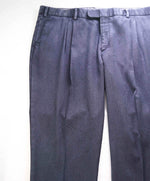 $495 ELEVENTY - Wool Blue Weathered Jacquard Micro Dart Slim Dress Pants- 42W