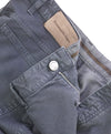 ERMENEGILDO ZEGNA - Gray Cotton/Elastane Brown Logo Tag 5-Pocket Pants - 34W
