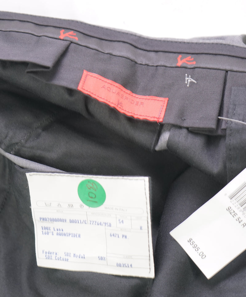 ISAIA - 160's Aquaspider Gray Pure Wool Dress Pants Flat Front - 36W (54EU)