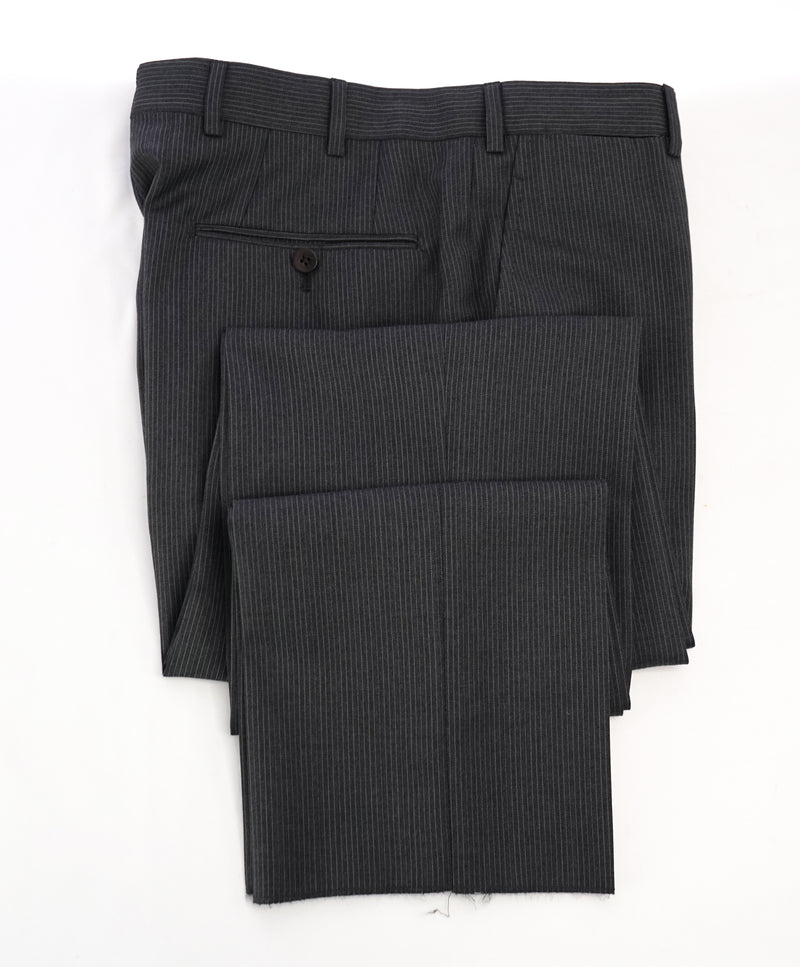 ISAIA - Gray Micro Pencil Stripe Dress Pants Flat Front - 31W