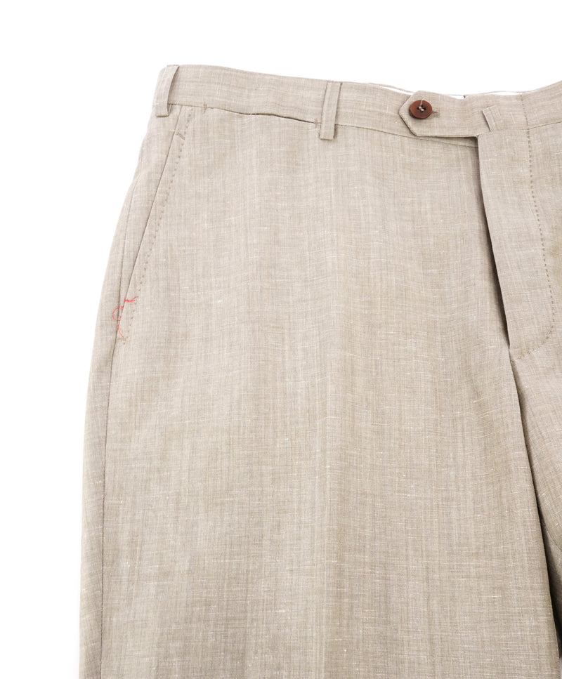 ISAIA - Stone Beige Linen Blend Summer Dress Pants Flat Front - 35W