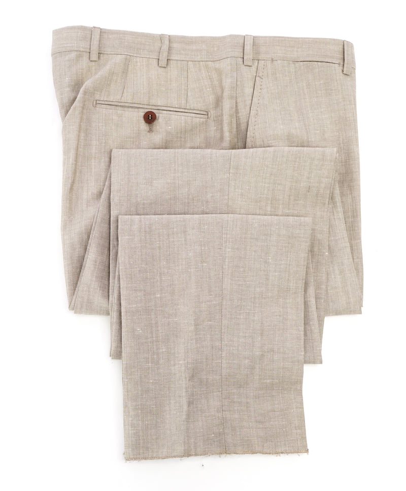 ISAIA - Stone Beige Linen Blend Summer Dress Pants Flat Front - 35W