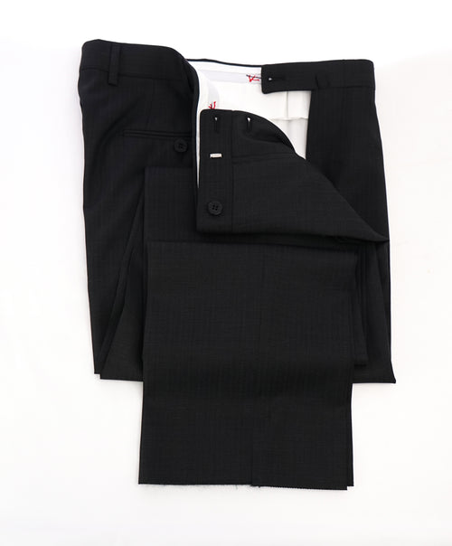 ISAIA - Gray Shadow Stripe Tonal Dress Pants Flat Front - 32W