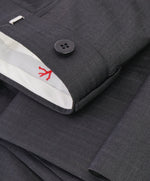 ISAIA - Gray Shadow Stripe Tonal Dress Pants Flat Front - 32W