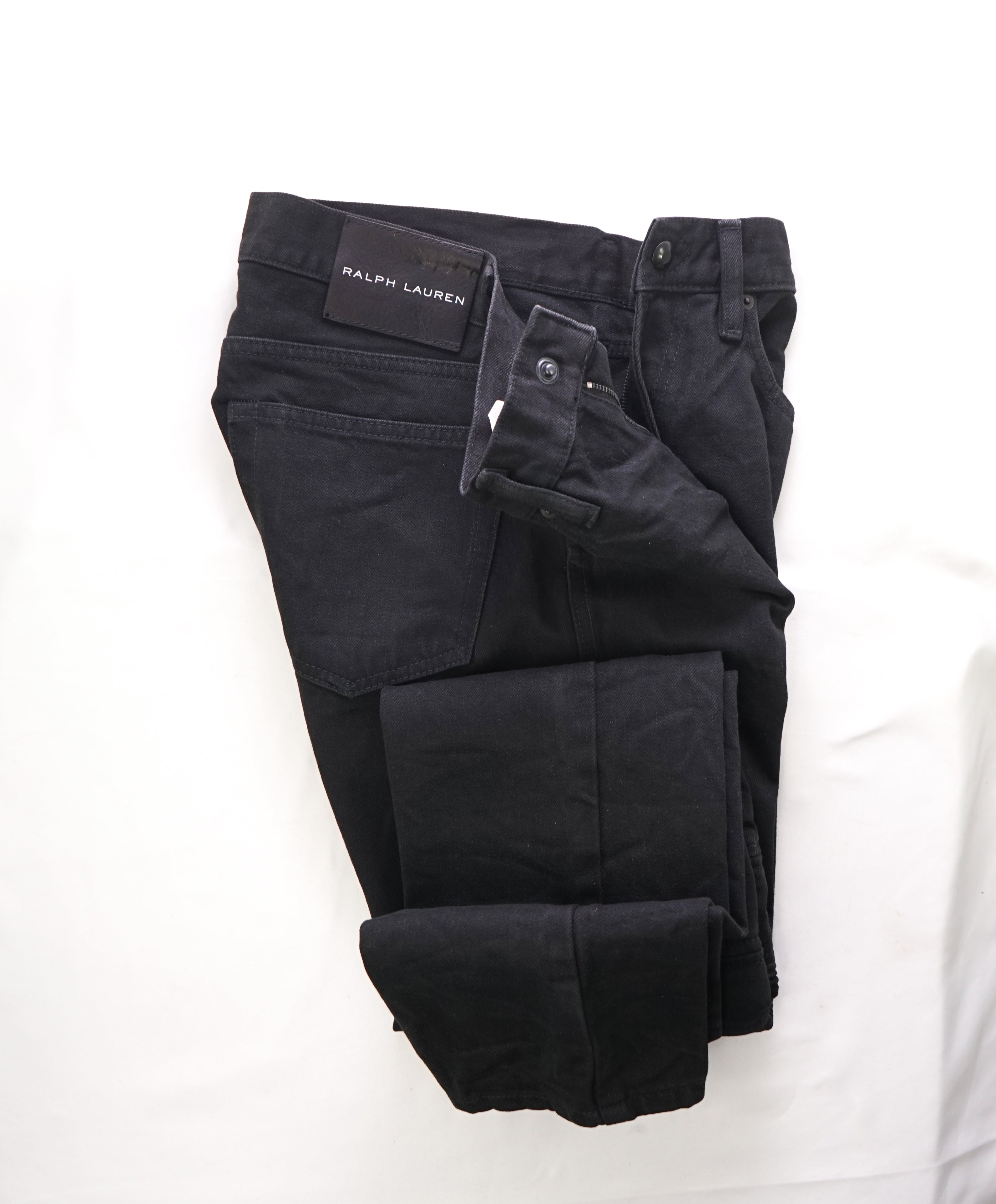 RALPH LAUREN BLACK LABEL - Black Cotton Distressed LOGO