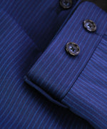 CORNELIANI - Blue Rope Stripe Flat Front Dress Pants - 39W