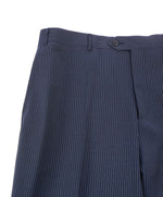 CORNELIANI - Contrast Stripe Blue MOHAIR Blend Flat Front Dress Pants - 37W