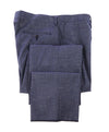 HARDY AMIES - Check Slim Summer Blend Wool/Cotton Flat Front Dress Pants - 36W