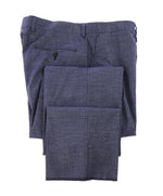HARDY AMIES - Check Slim Summer Blend Wool/Cotton Flat Front Dress Pants - 36W