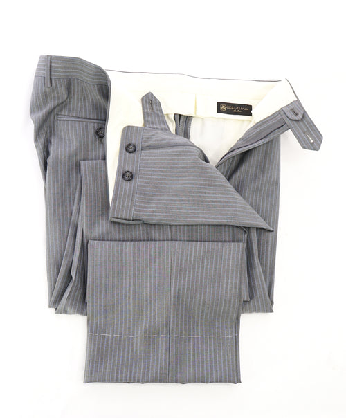 CORNELIANI - "Extra Fine Wool" Blue Rope Stripe Flat Front Dress Pants - 37W