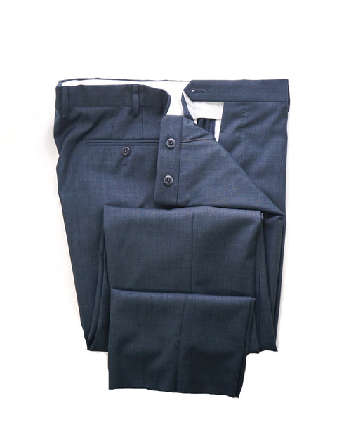ZANELLA - Blue Green Micro Check “Devon” Flat Front Dress Pants - 38W