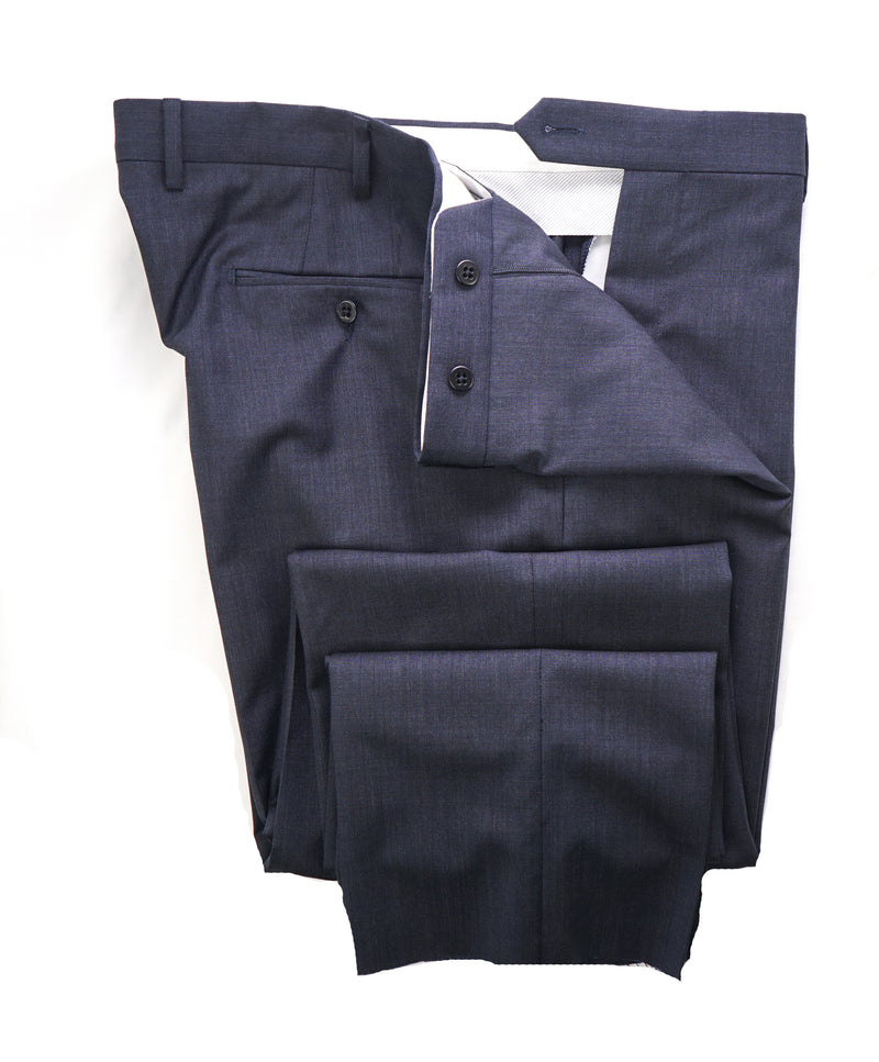 ZANELLA - Blue Micro Check “Devon” Flat Front Dress Pants - 38W